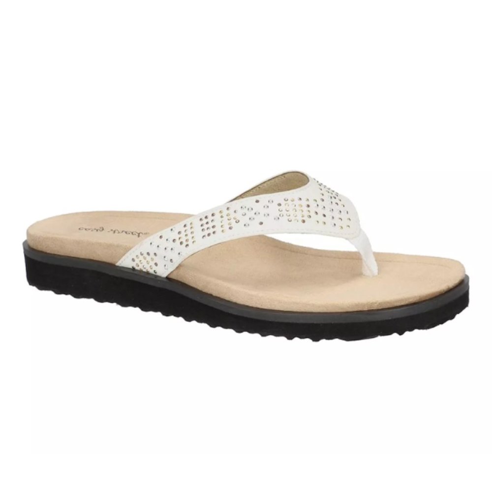 Easy Street Women's Stevie Thong Sandal, White, Size: 9.5WW, NWT**